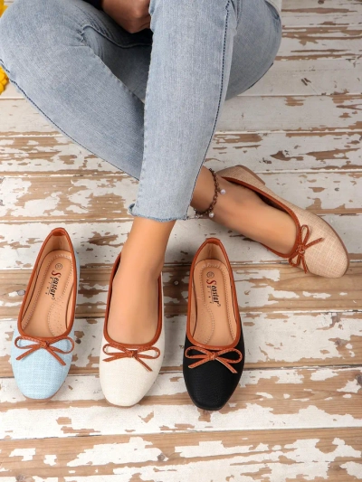 Royalfashion Ballerines pour femmes avec paillettes et un nœud Aramie