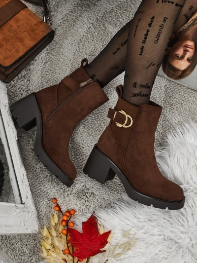 Bottines femme en daim écologique à talon bloc Solenya