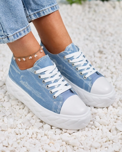 Royalfashion Baskets en denim bleu pour femme avec frottement Nerolera