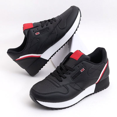 Chaussures de sport noires pour femmes avec empiècements blancs et rouges Sigom- Footwear