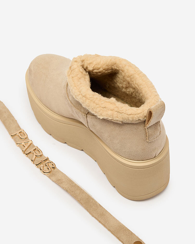 Royalfashion Beige chaussures femme a'la bottes de neige avec ornement Parisela