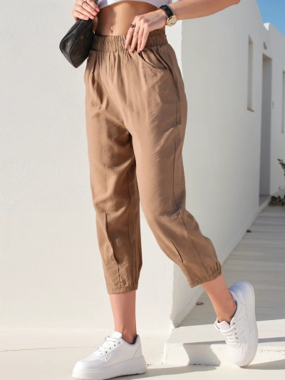 Royalfashion Pantalon droit en tissu pour femmes 7/8