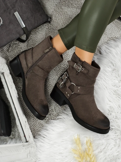 Bottines pour femmes en daim écologique avec boucles Valtos