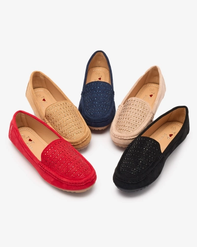 Mocassins noirs pour femme avec zircons Bretika - Footwear