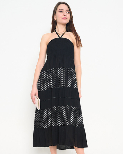 Jupe longue noire à pois GRANDE TAILLE - Vêtements