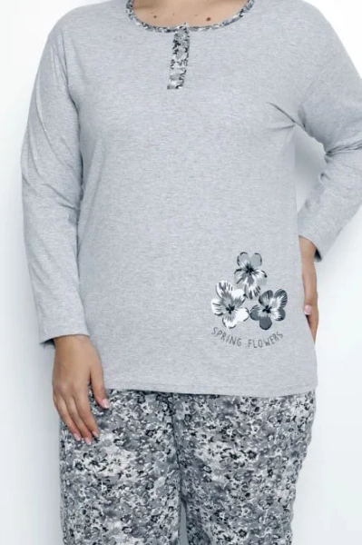 Pyjama en coton pour femme de Royalfashion en deux pièces avec des fleurs GRANDE TAILLE