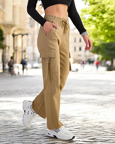 Royalfashion Pantalon de combat en tissu pour femme