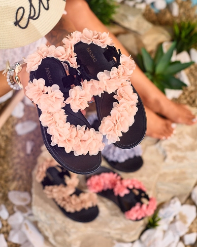 Royalfashion Sandales pour femmes Powder avec fleurs Alferroy