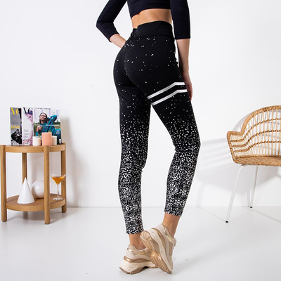 Legging femme noir à pois argentés - Vêtements