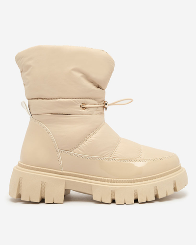 Royalfashion Bottes de neige pour femme à enfiler en beige Sadella