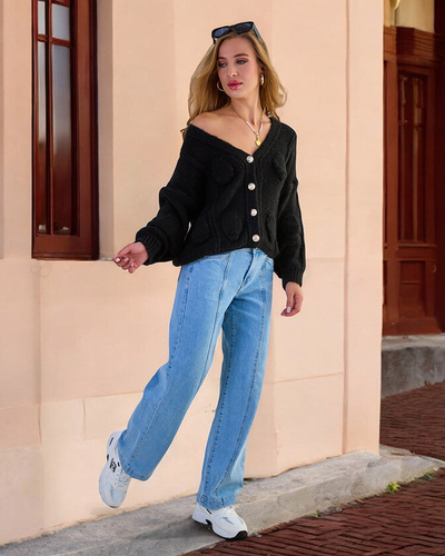 Royalfashion Pull tricoté pour femme avec boutons