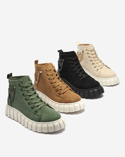 Bottes de sport lacées pour femmes crème avec embellissements Tamti - Chaussures