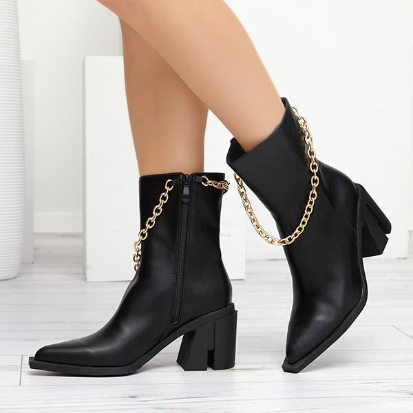 OUTLET Bottes noires sur le poteau avec une chaîne Somlid - Footwear