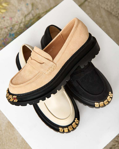 Mocassins pour Femmes Aurelia Beige à Plateforme de 5cm - Élégants et Confortables