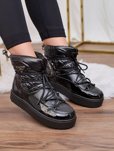 Royalfashion Bottes à enfiler pour femmes bottes de neige a'la en noir Vevnose