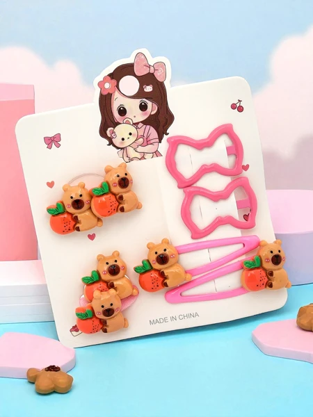 Lot de barrettes avec motifs d’ours et de nœud