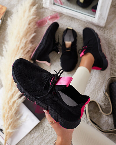 Chaussures de sport pour femmes noires et fuchsia Bommgi - Footwear