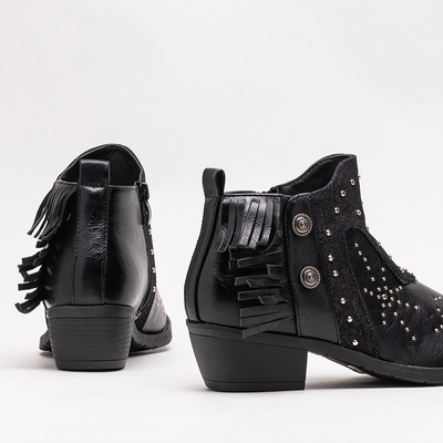 Bottines pour femmes noires avec jets et franges Sharon - Footwear