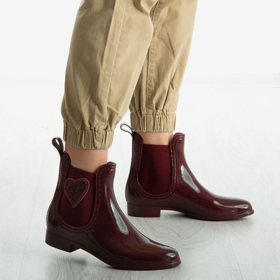 Bottes en caoutchouc vernies bordeaux avec l'ornement Rain - Chaussures 1
