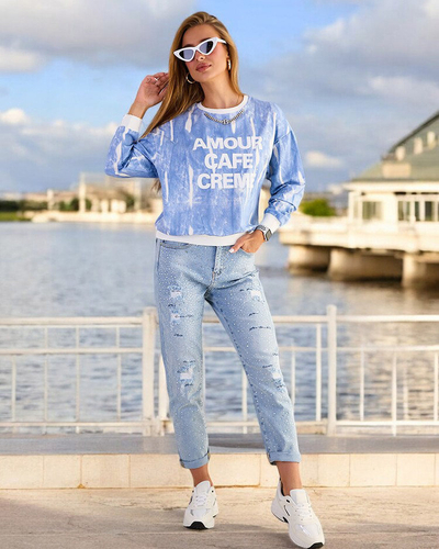 Royalfashion Sweat-shirt en coton à imprimé fin pour femme