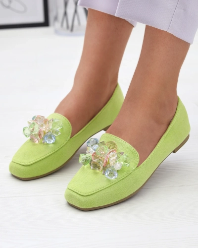 OUTLET Royalfashion Mocassins en éco-suède vert pour femme Gepossa