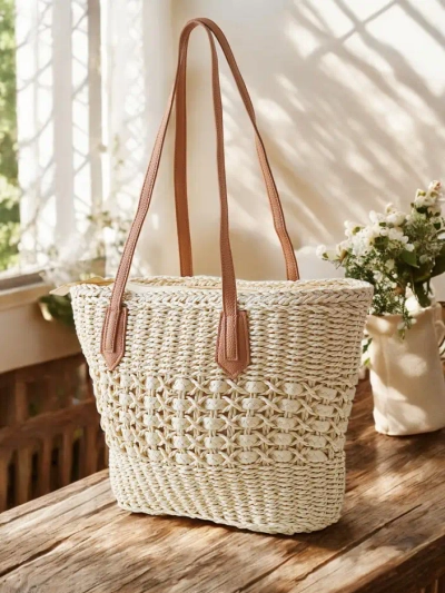Royalfashion Grand sac en paille pour femmes