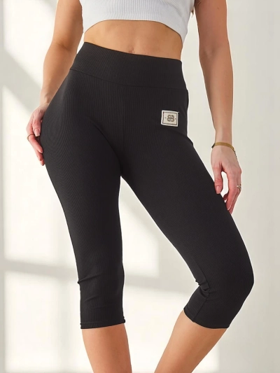 Royalfashion Leggings 3/4 en coton côtelé pour femmes