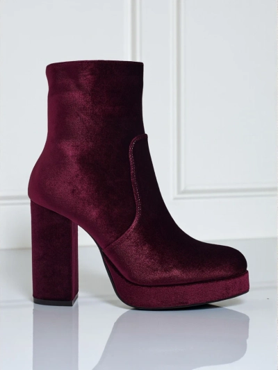 Bottines pour femmes à talons épais imitation velours Miss
