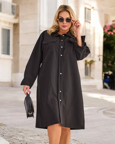 Robe en tissu pour femmes Royalfashion avec des boutons GRANDE TAILLE