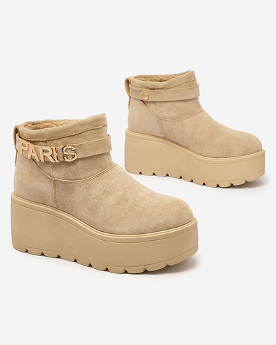 Royalfashion Beige chaussures femme a'la bottes de neige avec ornement Parisela