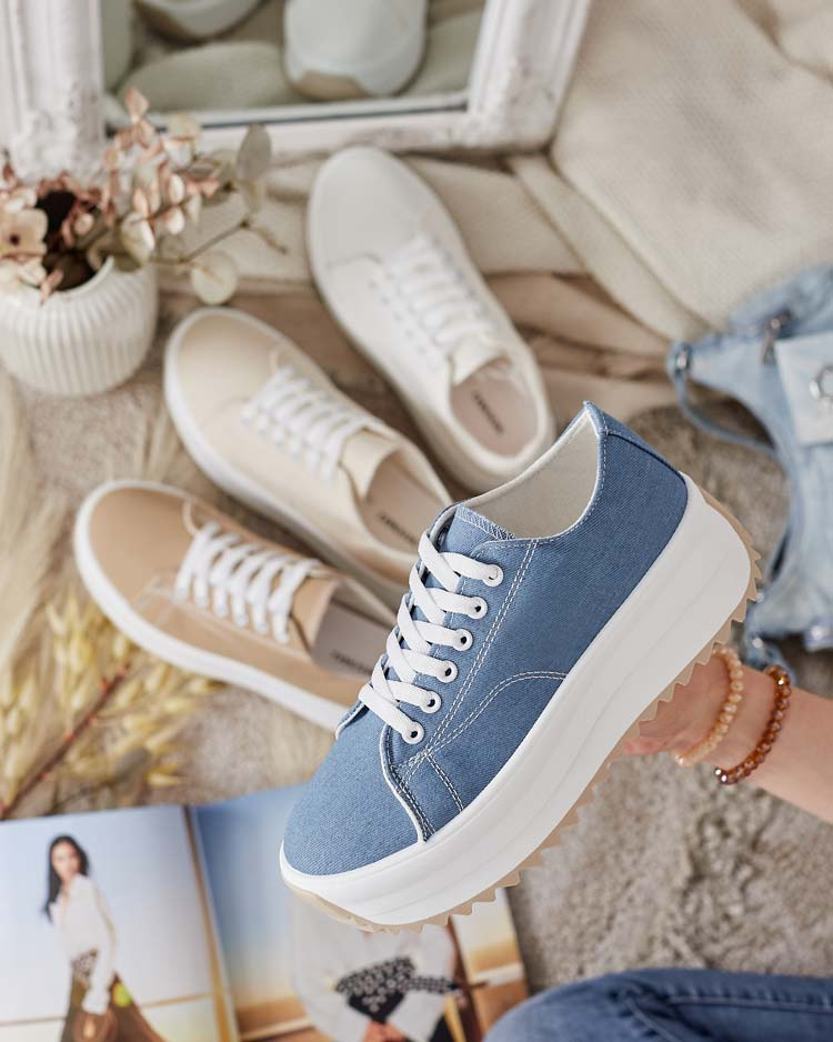 Royalfashion Sports Baskets a semelles compensees pour femmes Bleu royal fashion magasin de chaussures en ligne