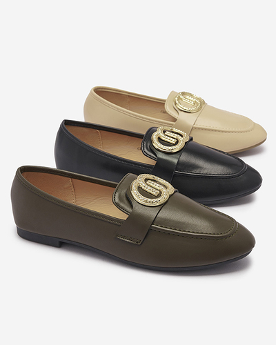Mocassins pour femmes vert foncé avec ornements dorés Uletta - Footwear