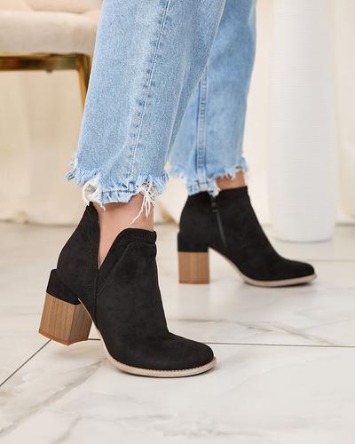 Royalfashion Black Lemere square heele heele boots