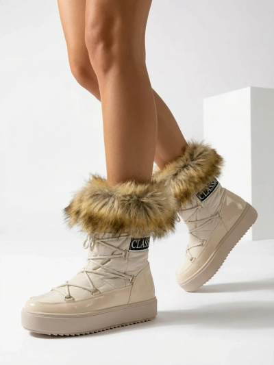 Royalfashion Beige slip-on boots a'la snow boots for women Gomllo