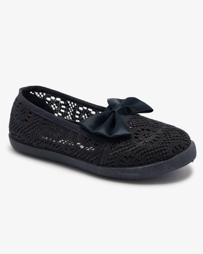 Baskets à enfiler bleu marine avec nœud pour filles Sweet Time - Footwear
