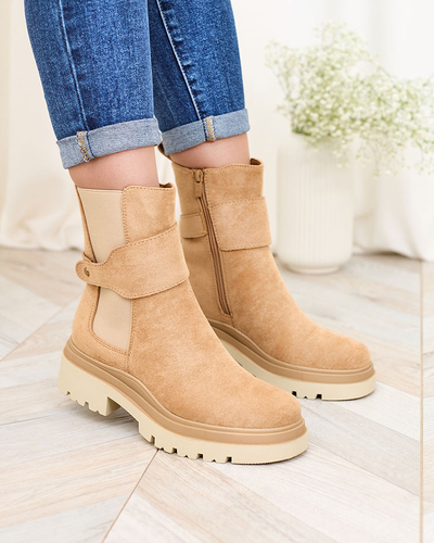 Royalfashion Bottes pour femmes marron clair avec lanière décorative Doasa
