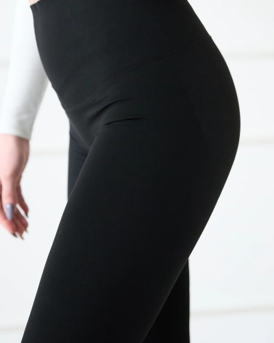 Leggings noirs pour femme avec large ceinture élastique - Vêtements