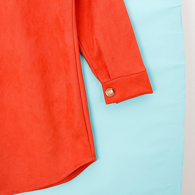 Veste chemise oversize femme en éco-daim rouge - Vêtements