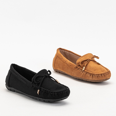 OUTLET Mocassins femme en éco-daim noir Tuleopa - Souliers