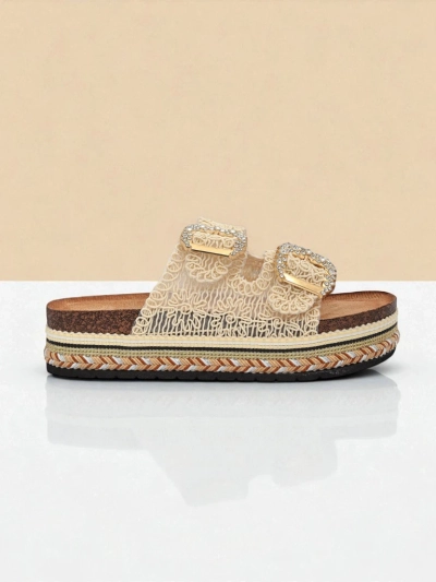 Royalfashion Mules pour femme avec boucles strass GlamCork