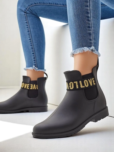 Bottes de pluie mates Royalfashion pour femmes avec l'inscription Love Love