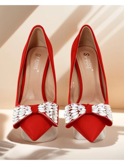 Royalfashion Escarpins à talons aiguilles pour femmes avec un nœud Cocarte