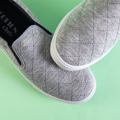 Slip-on matelassé gris pour femme avec empiècements bleu marine Weridia - Footwear