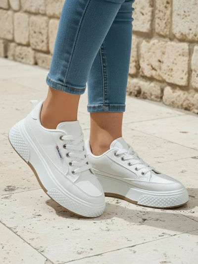 Baskets plateforme Calypso blanches en tissu pour femmes pour le printemps et l'été