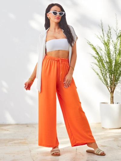 Royalfashion Pantalons larges pour femmes avec une taille élastique