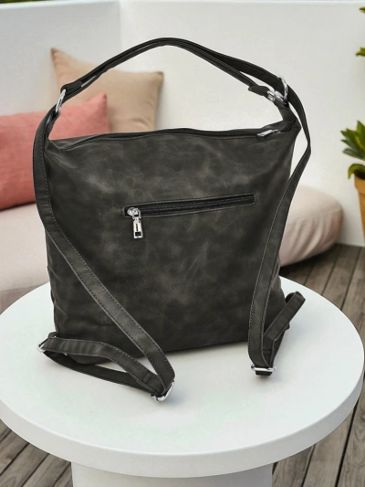 Sac pour femme Hera graphite en cuir écologique avec fermeture éclair 40x32 cm