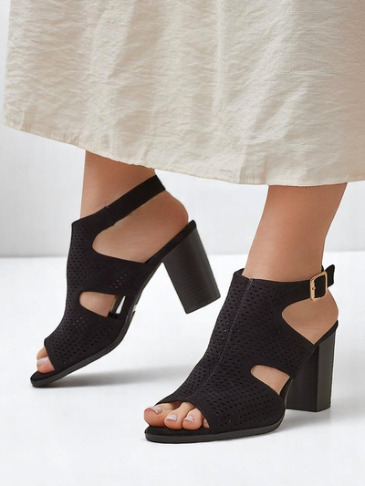 Royalfashion sandales ajourées à talon bloc pour femmes Abetle