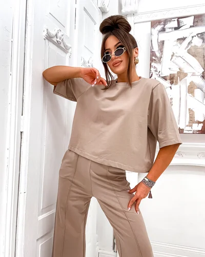 Ensemble en coton Royalfashion pour femmes avec pantalon évasé