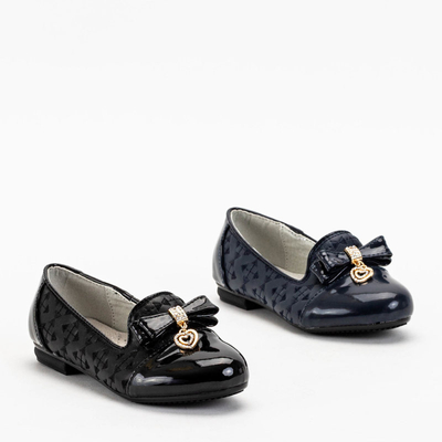 Ballerines filles noires avec broderie et nœud Olije - Chaussures