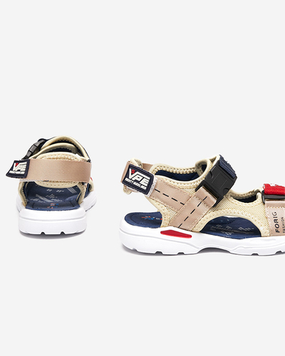 Sandales garçon beige et bleu marine à scratch Elbrusia - Footwear